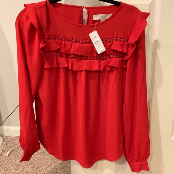 LOFT Tops - NWT size XXS loft blouse red Valentine’s Day gift